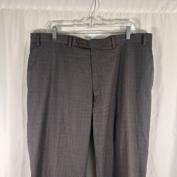 Ralph Lauren Dress Pants Men's 40x32 Grey Plaid Flat Front Pockets Polyester - Picture 2 of 8